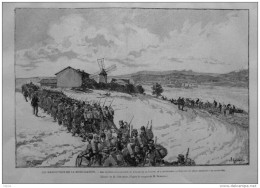 Les Manoeuvres De La Mobilisation - Les Troupes D'infanterie Au Moulin De La Louve -  Page Original - 1887 - Historische Dokumente