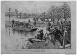 Les Grandes Manoeuvres Du 9e Corps D'armée - Passage Du Thouet Sous Le Feu D'ennemi -  Page Original - 1887 - Historische Dokumente