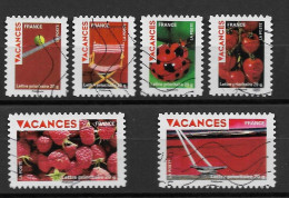 France 2009 Oblitéré Autoadhésif   N° 315 - 316 - 318 - 320 - 325 - 328    " Vacances  " - Used Stamps