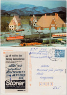  Dampflokmodell Und E-Lokmodell Am Bahnhof 1987 - Eisenbahnen