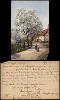Ansichtskarte  Stimmungsbild: Frühling Baumblüte Kinder Dorfpartie 1914 - Other & Unclassified