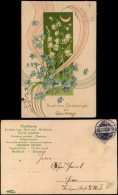 Glückwunsch Geburtstag Birthday JUGENDSTIL Feilchen Märzenbecher 1905 - Cumpleaños