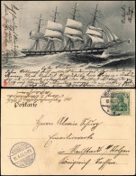 Ansichtskarte  Schiffe  Segelschiffe  4 Master 1906  Gel. V. Wilhelmshaven - Segelboote