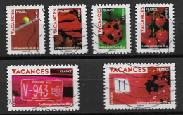 France 2009 Oblitéré Autoadhésif   N° 315 - 317 - 318 - 320 - 323 - 327   " Vacances  " - Used Stamps