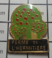 3617 Pin's Pins / Beau Et Rare / MARQUES / ARBRE POMMIER POMME FERME DE L'HERMITIERE - Markennamen