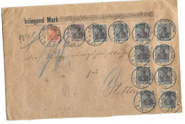 German Infla Letter Papenhagen To Stettin 8,10 Mark 104b Mischfrankatur Germania 50 Euros 8.11.1920 - Cartas & Documentos