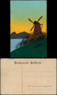 Ansichtskarte  Windmühle Windmill Handgemalte Postkarte Stimmungsbild 1914 - 1900-1949