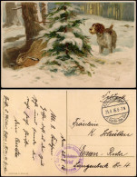 Ansichtskarte  Künstlerkarte Winter Hund U Hase Winter Wald 1916  Gel. Feldpost - Zonder Classificatie