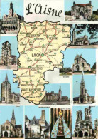 02 - Aisne - Multivues - Carte Géographique - Mention Photographie Véritable - Carte Dentelée - CPSM Grand Format - Voir - Autres & Non Classés
