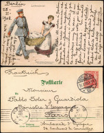 Ansichtskarte  Künstlerkarte - Militär Liebesdiener Soldaten-Postkarte 1908 - Unclassified