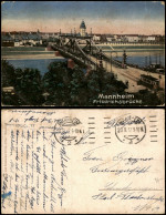 Ansichtskarte Mannheim Friedrichsbrücke Künstlerkarte 1917 Feldpost Rollstempel - Mannheim