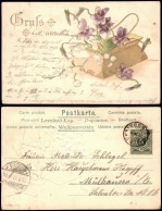 Ansichtskarte  Künstlerkarte Gruss-Karte Mit Blumen 1901 Prägekarte - Paintings