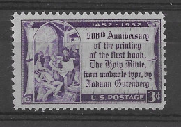 USA 1952.  Guttemberg Sc 1014  (**) - Nuevos