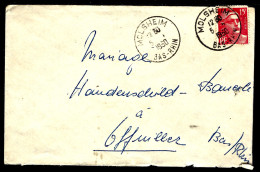 LETTRE DE MOLSHEIM - 1950 - SABINE DE GANDON - POUR OFFWILLER - Storia Postale