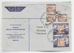 PHILIPPINES LETTRE COVER AIR MAIL ENTETE UNITED NATIONS HEALTH ORGANIZATION MANILA  PALO 1955 TO SUISSE - Filippijnen