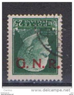 R.S.I. VARIETA':  1943  TIRATURA  BRESCIA  -  25 C. VERDE  US. -  SOPRASTAMPA  CAPOVOLTA  -  SASS. 474/I/a - Used