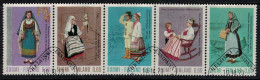 1973 Finland, National Costumes 5-strip FD Stamped. - Gebraucht