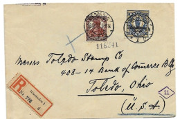 Germany Wiesbaden R-letter To USA 28.12.1920 (arrival And Transit Cancels On Back) - Brieven En Documenten