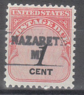 USA Precancel Vorausentwertungen Preo Locals Michigan, Nazareth 882 - Precancels