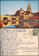 Ansichtskarte Regensburg Donau Brücke Partie Mit Dom 1962 - Regensburg