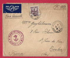 !!! POSTE NAVALE, LETTRE FM PAR AVION AVEC OBLITÉRATION DU BUREAU NAVAL NUMÉRO 15 TUNIS, TUNISIE POUR TOULON DE 1939 - Posta Marittima