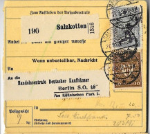 Germany Salzkotten To Berlin Aufgabezettel 27.09.1922 - Lettres & Documents