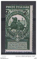 REGNO:  1913  SOPRASTAMPATO  -  2 C./5 C. VERDE  N. -  SASS. 99 - Mint/hinged