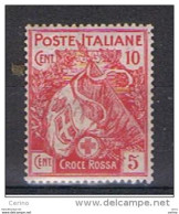 REGNO:  1915/16  CROCE  ROSSA  -  10 C./5 C. ROSA  N. -  SASS. 102 - Nuevos