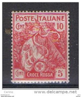 REGNO:  1915/16  CROCE  ROSSA  -  10 C./5 C. ROSA  N. -  SASS. 102 - Nuovi