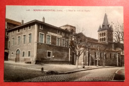 42 - LOIRE - BOURG ARGENTAL - CPA 128  - HOTEL DE VILLE Et EGLISE - éd MACHABERT / IMP Réunis - Bourg Argental