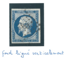 N°14 20c BLEU NAPOLEON TYPE 1 / FOND LIGNE VERTICALEMENT / BIEN MARGE - 1853-1860 Napoleon III