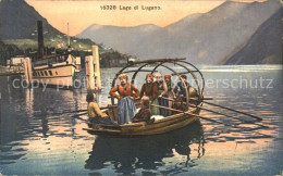 11676810 Lugano TI Lago Di Lugano Frauen Auf Boot Dampfer Lugano - Autres & Non Classés
