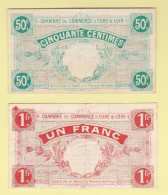 Chambre De Commerce D'Eure Et Loir - 50 Centimes Et 1 Franc - Handelskammer