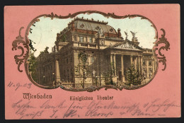 Präge-AK Wiesbaden, Königliches Theater, Passepartout  - Theater