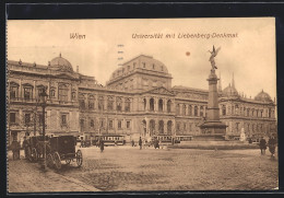 AK Wien, Universität Mit Liebenberg-Denkmal Und Strassenbahn  - Tramways
