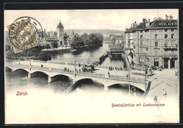 AK Zürich, Bahnhofsbrücke Mit Strassenbahn Und Landesmuseum  - Tramways