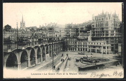 AK Lausanne, Le Grand Pont Et La Maison Mercier, Strassenbahn  - Tramways