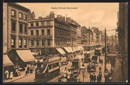 AK Manchester, Market Street, Strassenbahn  - Tram