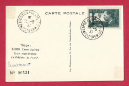 !!! CARTE POSTALE NUMÉROTÉE DE L'EXPOSITION PHILATÉLIQUE DE POITIERS DE MAI 1937 - Philatelic Fairs