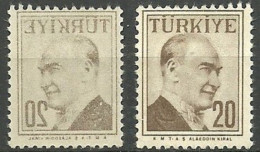 Turkey; 1957 Regular Postage Stamp 20 K. "Abklatsch Print" - Unused Stamps