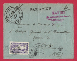 !!! SÉNÉGAL, LETTRE FM PAR AVION DE LA BASE AÉRONAVALE DE DAKAR POUR LA FRANCE AVEC CACHET DE LA MARINE FRANÇAISE EN AOF - Lettres & Documents