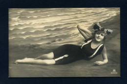 Girl In Swimsuit 1910s Photo Postcard - Women