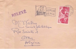 YT 818 Seul Sur Enveloppe Thiaude, Secap Foire De Paris Au Mois De Mai 03/05/1955  Pour Oran - Maschinenstempel (Werbestempel)