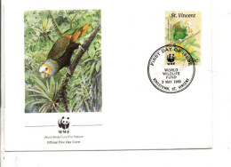 WWF FDC SAINT VINCENT 1989 PERROQUET - Lettres & Documents