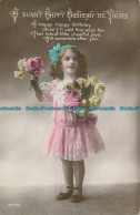 R026832 Greeting Postcard. A Sunny Happy Birthday Be Yours. Little Girl With Flo - Monde