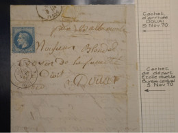 C LETTRE RARE BALLON MONTé LE CHATEAUDUN 1867 ETOILE DE PARIS A DOUAI N°29+LONG TEMOIGNAGE INTERESSANT+VU BEHR ++ + - 1849-1876: Periodo Classico