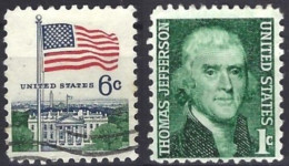 Usa 1968  Flag And White House+Thomas Jefferson (1743-1826), 2 Val Fu - Oblitérés