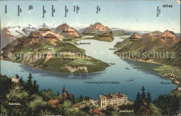 11673538 Vierwaldstaettersee SZ Panoramakarte Brunnen - Autres & Non Classés