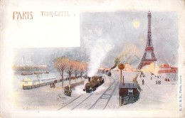 Illustrateur R . Hanche . Paris Tour Eiffel ( Train Vapeur ) - Eiffelturm