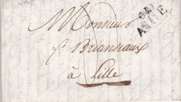 LAC Griffe Linéaire Aire Sur La Lys  Taxe Manuscrite 1819 - 1801-1848: Voorlopers XIX